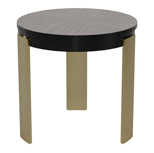 Natural Wood and Gold Italian Side Table