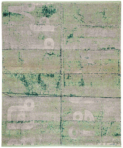 Luxurious Hand-woven Wool / Silk Green Rug