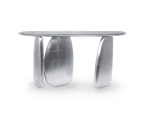 Sculptural Silver Luxe Console Table