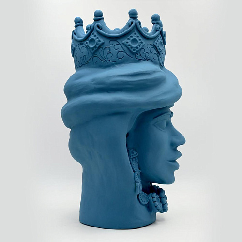 Moor's Head Sculpture in Blue Matte