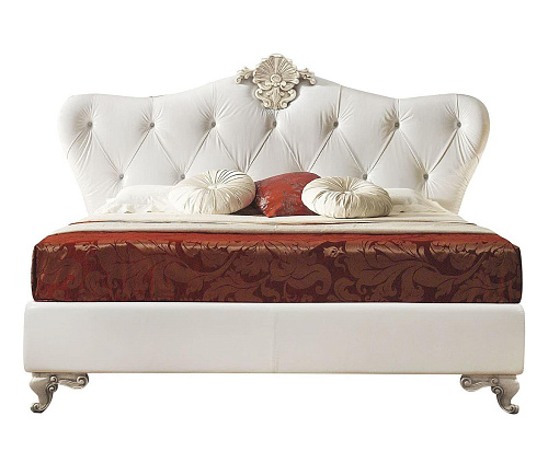 White Leather Headboard Upholstered Bed