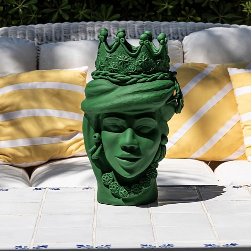 Green Moor's Head Italian Handmade Sculpture