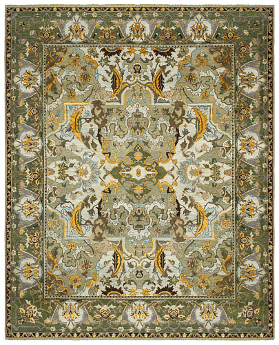 Oriental Green Hand-woven Luxury Rug