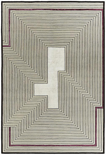 Handwoven Beige Border Wool / Viscose Rug