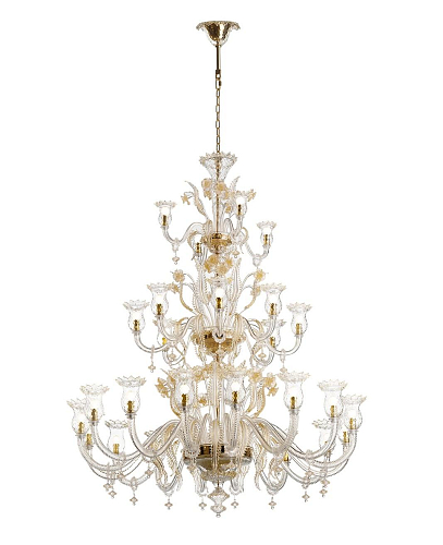 Murano 28-Light 3-Tier 24K Gold Chandelier