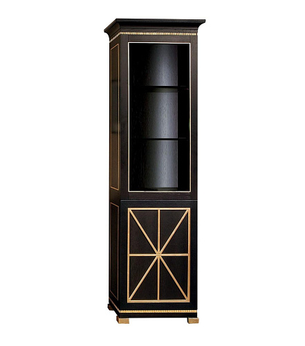 Tall Black Lacquered Display Cabinet