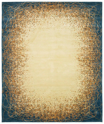Hand-woven Art Beige Blue Luxury Rug