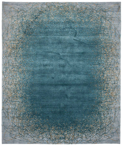 Hand-woven Art White Blue Luxury Rug