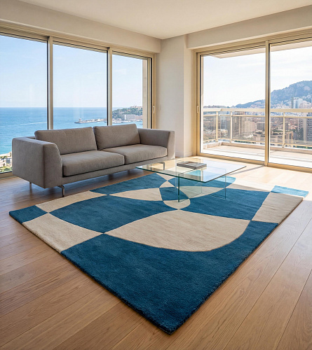 Rotating Forms Blue Designer Rug
