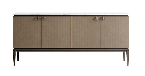Luxe Marble Top Sideboard with Leather Doors