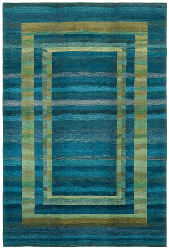 Hand-woven Blue Frame Luxury Rug