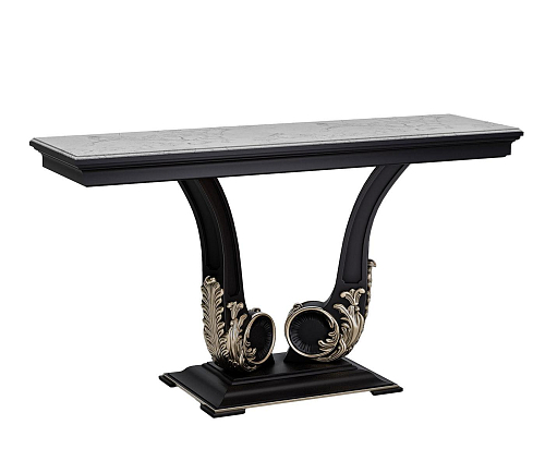 Black Marble-Top Handcrafted Console Table