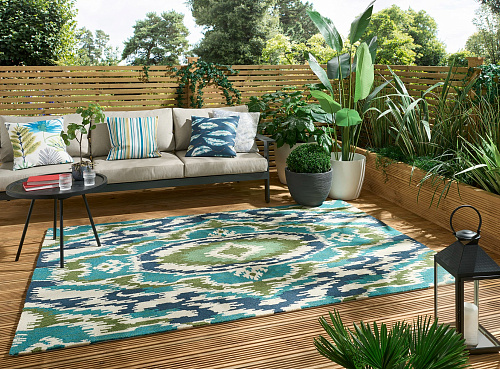 Outdoor Blue Abstract Rug