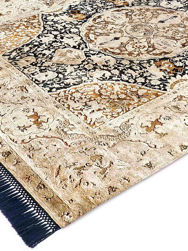 Gold Hand-Knotted Silk / Wool Rug