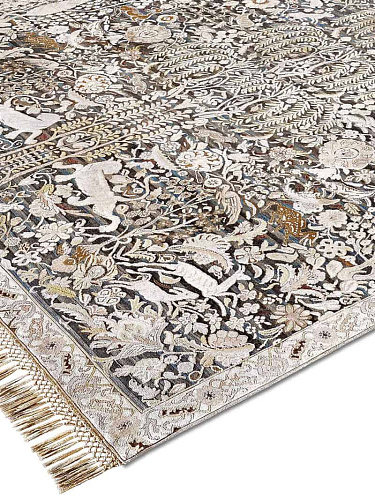 Gold / Grey Luxury Silk / Wool Rug