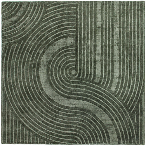 Designer Green Indian Hand-Woven Rug