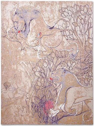 Two Lions Hand-Woven Exquisite Rug