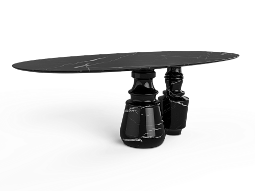 Obsidian Oval Marble Dining Table