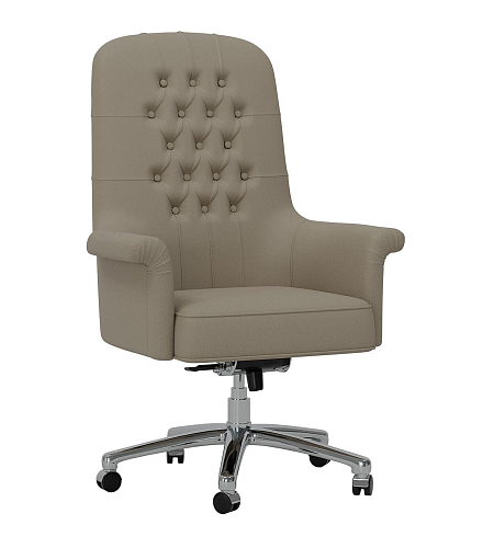 Beige Tufted Italian Swivel Office Chair
