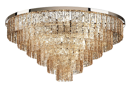 Round Amber Glass Gold Chandelier
