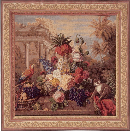 Exotic Bouquet Square Woven Tapestry