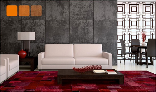 Puzzle Red Luxury Cowhide Rug
