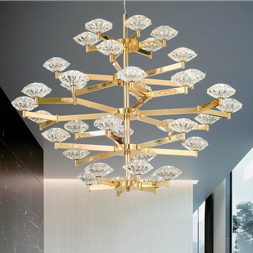 Art Deco Gold Crystal Chandelier
