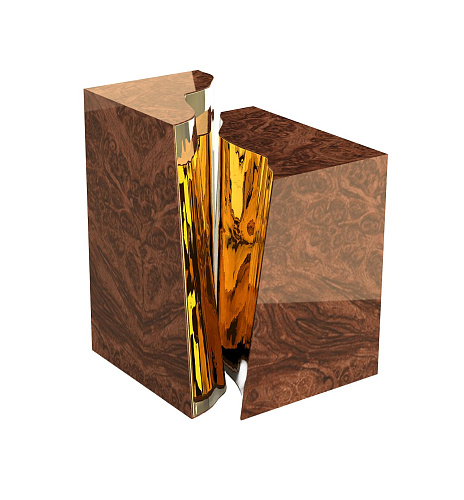 Fissure Walnut Designer Side Table