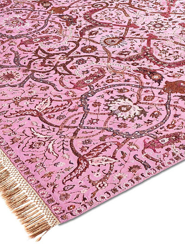 Heriz Pink Hand-Knotted Silk / Wool Rug