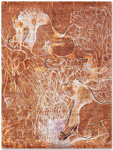 Two Lions Hand-Woven Exquisite Rug