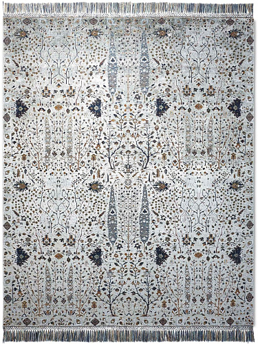 Pine Garden Silver Hand-Knotted Wool / Silk Rug