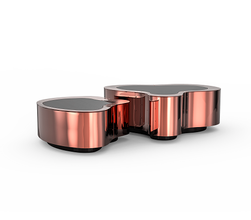 Polished Copper Coffee Table Set
