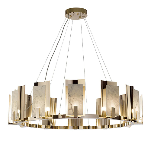 Carrara Marble Round Gold Chandelier