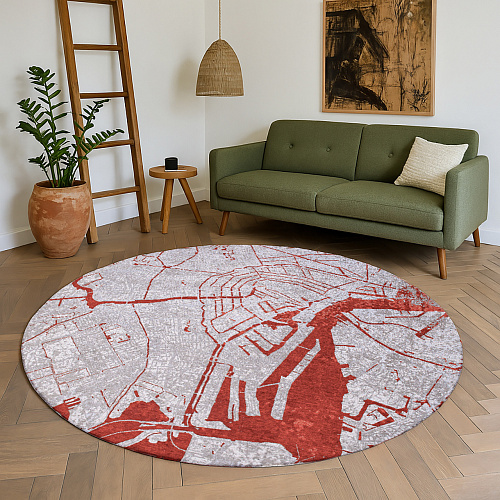 Urban Orange Round Rug