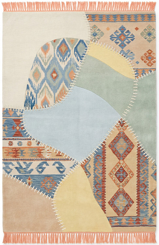 Patchwork Grid Blue Handwoven Rug