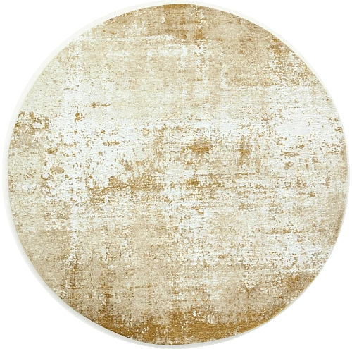 Cream Distressed Pattern Round Rug