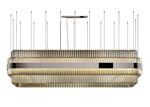 Polished Nickel Transparent Triedro Chandelier