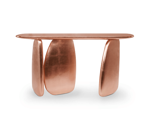 Sculptural Copper Refined Console Table