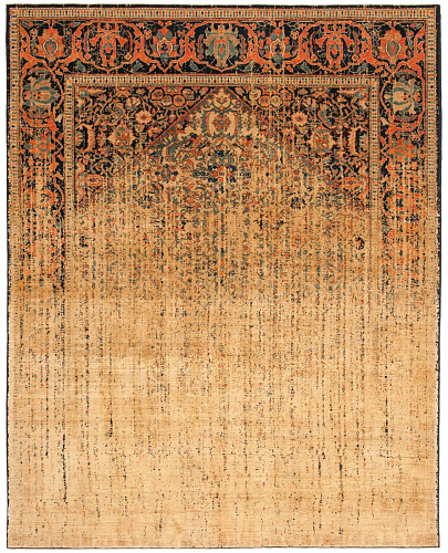 Multicolored Yellow Hand Knotted Wool / Silk Luxury Rug