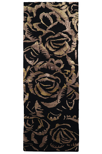 Dark Flower Designer Wool / Silk Rug