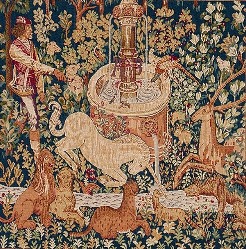 Unicorn at the Fountain Tapestry with Border