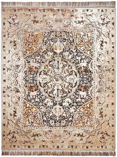 Gold Hand-Knotted Silk / Wool Rug