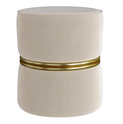 Marshmallow Ivory and Gold Italian Pouf