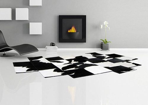 Pixel Black & White Luxury Cowhide Rug