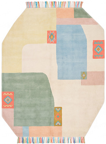 Rounded Blocks Light Handwoven Rug