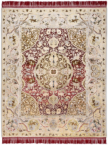 Gold Hand-Knotted Silk / Wool Rug