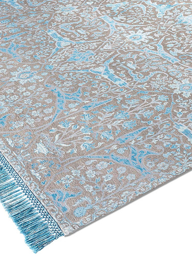 Teheran Blue Hand-Knotted Wool / Silk Rug
