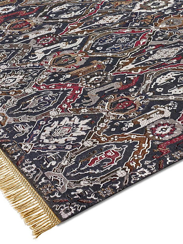 KavaBagh Black Wool & Silk Rug