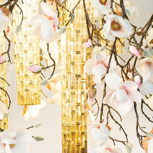 Magnolia White and Gold Chandelier