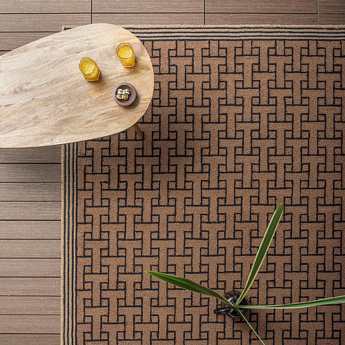 Monogram Brown Rug For Outdoor Use